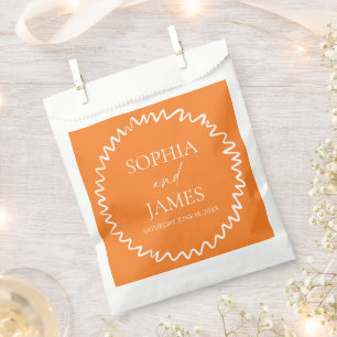 Whimsical Citrus Orange Wavy Border Wedding Favour Bag