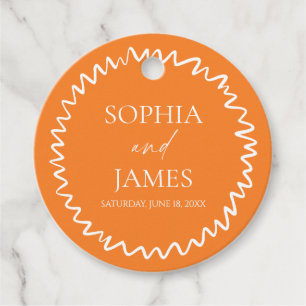 Whimsical Citrus Orange Wavy Border Wedding Favour Tags