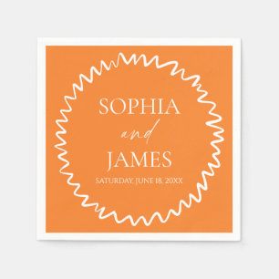 Whimsical Citrus Orange Wavy Border Wedding Napkin