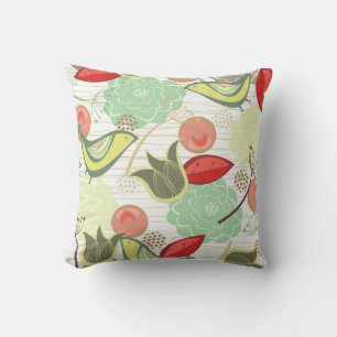 Whimsical Citrus Sweet Birds Floral Garden Cushion