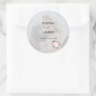 Whimsical Citrus White & flower wedding Classic Round Sticker