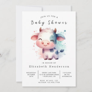 Whimsical Classic Stylish Cow Baby Shower Invitation