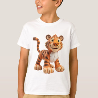 Whimsical Claymation Tiger with Oversized Paws T-Shirt