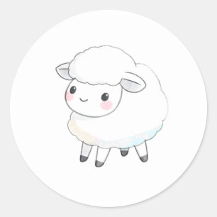 Whimsical Cloud Sheep Watercolor Sticker