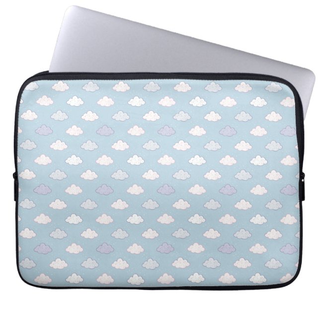 Whimsical Cloud Star Dreamy Celestial Laptop Sleeve (Front)
