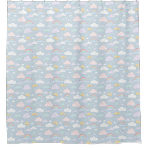Whimsical Clouds and Rainbows Shower Curtain