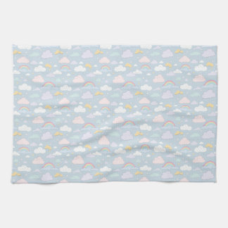 Whimsical Clouds and Rainbows Tea Towel
