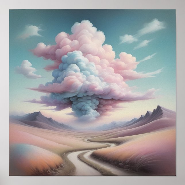 Whimsical Cloudscape - Ethereal Landscape Art Poster (Front)