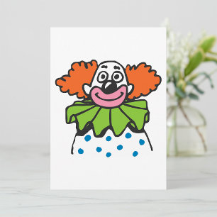 Whimsical Clown Character with Orange Hair Invitation