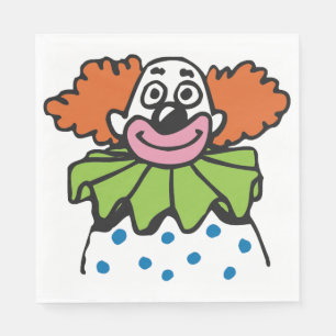 Whimsical Clown Character with Orange Hair Napkin