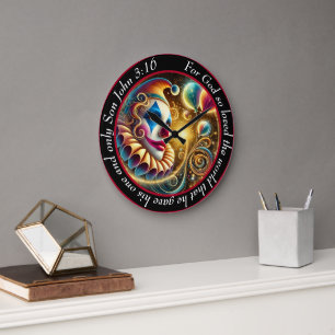 Whimsical Clown Face Large Clock