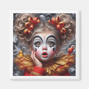 Whimsical Clown Girl Magnet - Delightful & Unique