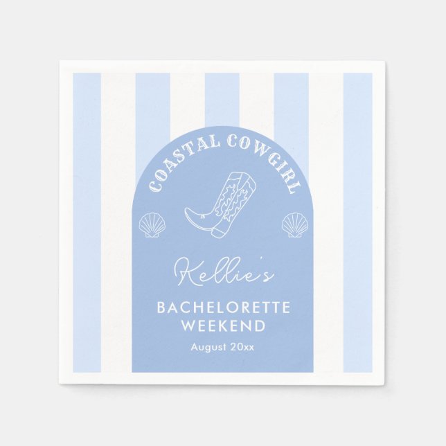 Whimsical Coastal Cowgirl Bachelorette Party Napkin (Front)