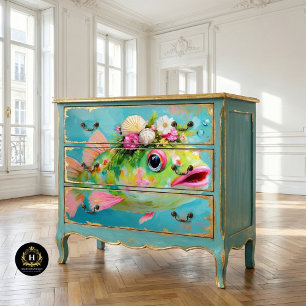 Whimsical Coastal Fish Furniture Decoupage Tissue Paper