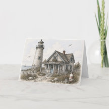 Whimsical Coastal Lighthouse Harbour Illustration