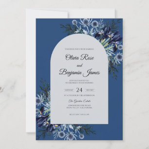 Whimsical Cobalt Wildflower Wedding Invitation