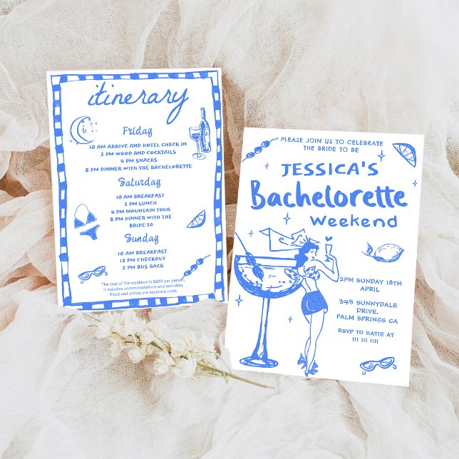 Whimsical Cocktail Bachelorette Beach Party Invitation (Creator Uploaded)