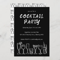 Whimsical Cocktail Drinks Custom Birthday Party BW