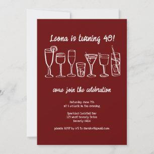 Whimsical Cocktail Drinks Custom Birthday Party Invitation