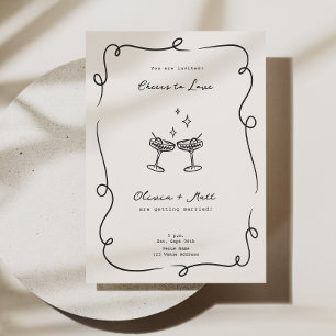 Whimsical Cocktail Minimalist Wedding Invitation