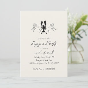 Whimsical Cocktails & Lobster Engagement Party Invitation