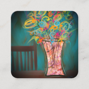 Whimsical Colorful Bouquet Floral Creative Square Business Card