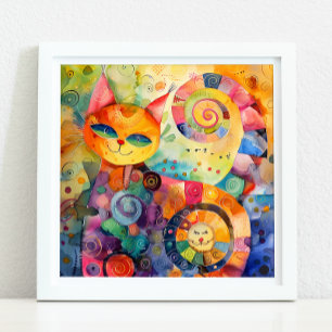 WHIMSICAL COLORFUL CAT POSTER