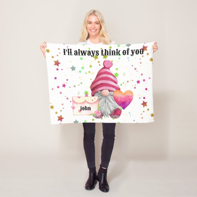 Whimsical Colorful Gnome in Love Fleece Blanket (In Situ)