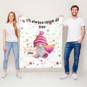 Whimsical Colorful Gnome in Love Fleece Blanket