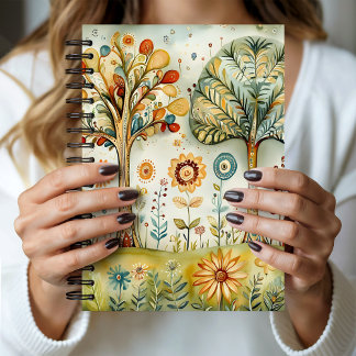 Whimsical Colorful Hippie Boho Trees | Notebook