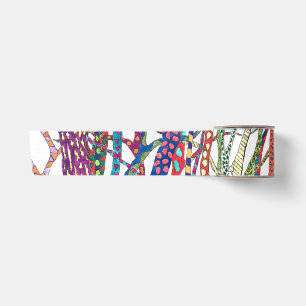 Whimsical Colorful Watercolor Crazy Forest Satin Ribbon