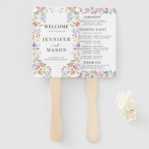 Whimsical Colorful Wildflower Wedding Program Hand Fan