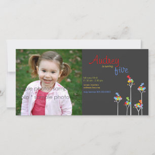 Whimsical Colour Dots Birds Tree Kids 5th Birthday