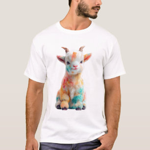 Whimsical Colourful Baby Goat Men T-Shirt