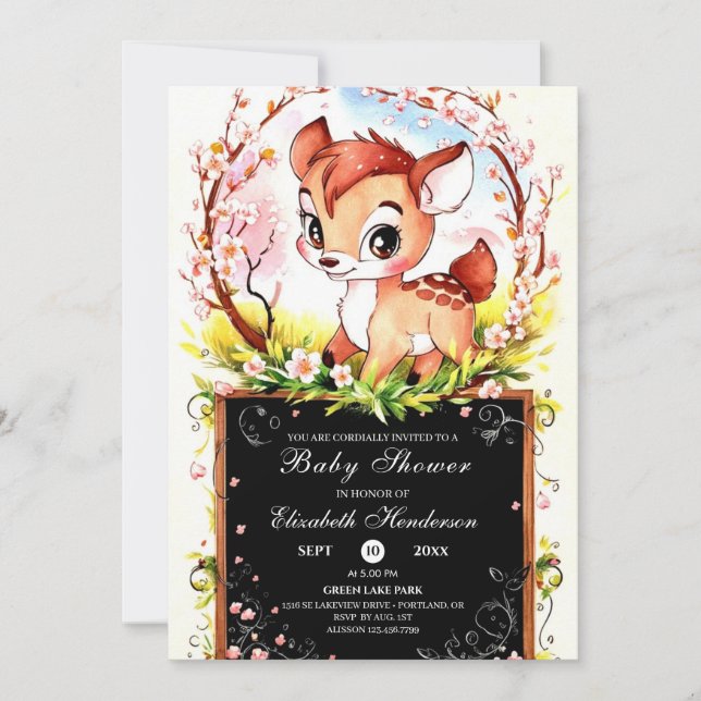 Whimsical Colourful Deer Baby Shower Invitation (Front)