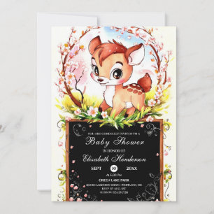 Whimsical Colourful Deer Baby Shower Invitation