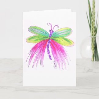 Whimsical Colourful Dragonfly Blank Greeting Card