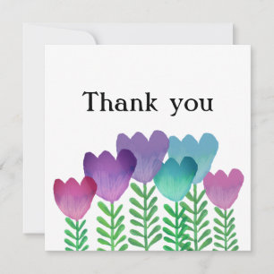 Whimsical Colourful Floral  Thank You Card