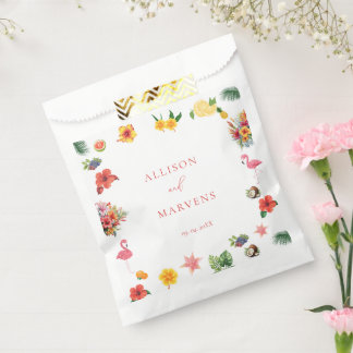 Whimsical Colourful Fun Tropical Flamingle Wedding Favour Bag