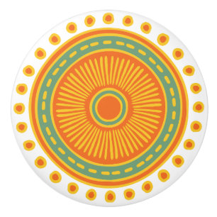 Whimsical Colourful Hand Drawn Design Ceramic Pull