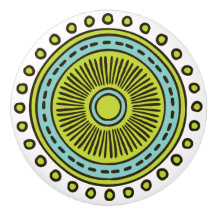 Whimsical Colourful Hand Drawn Design Ceramic Pull