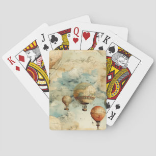 Whimsical Colourful Hot Air Balloon Map Playing Cards