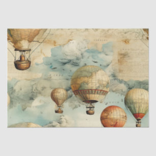 Whimsical Colourful Hot Air Balloon Map Tissue Paper