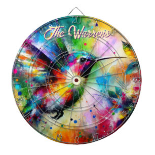 Whimsical Colourful Hummingbird Bird Personalised Dartboard