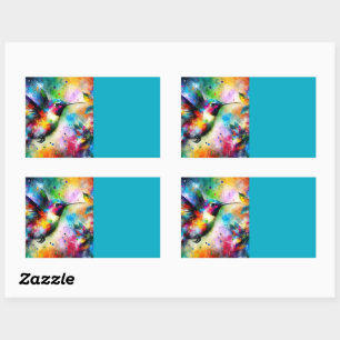 Whimsical Colourful Hummingbird Bird Personalised Rectangular Sticker