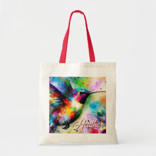 Whimsical Colourful Hummingbird Bird Personalised Tote Bag