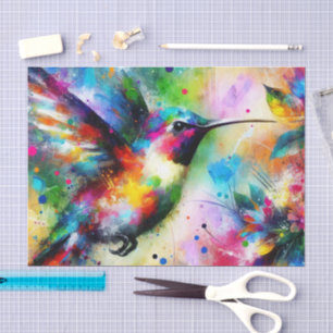 Whimsical Colourful Hummingbird Decoupage Tissue Paper