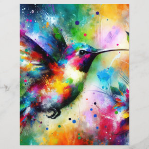 Whimsical Colourful Hummingbird Scrapbook Paper