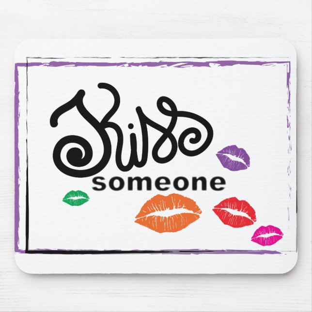 Whimsical Colourful KISSES illustration Mouse Pad (Front)