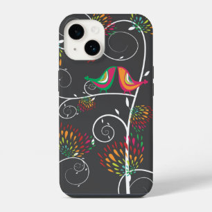 Whimsical Colourful Kissing Summer Birds & Flowers iPhone Case